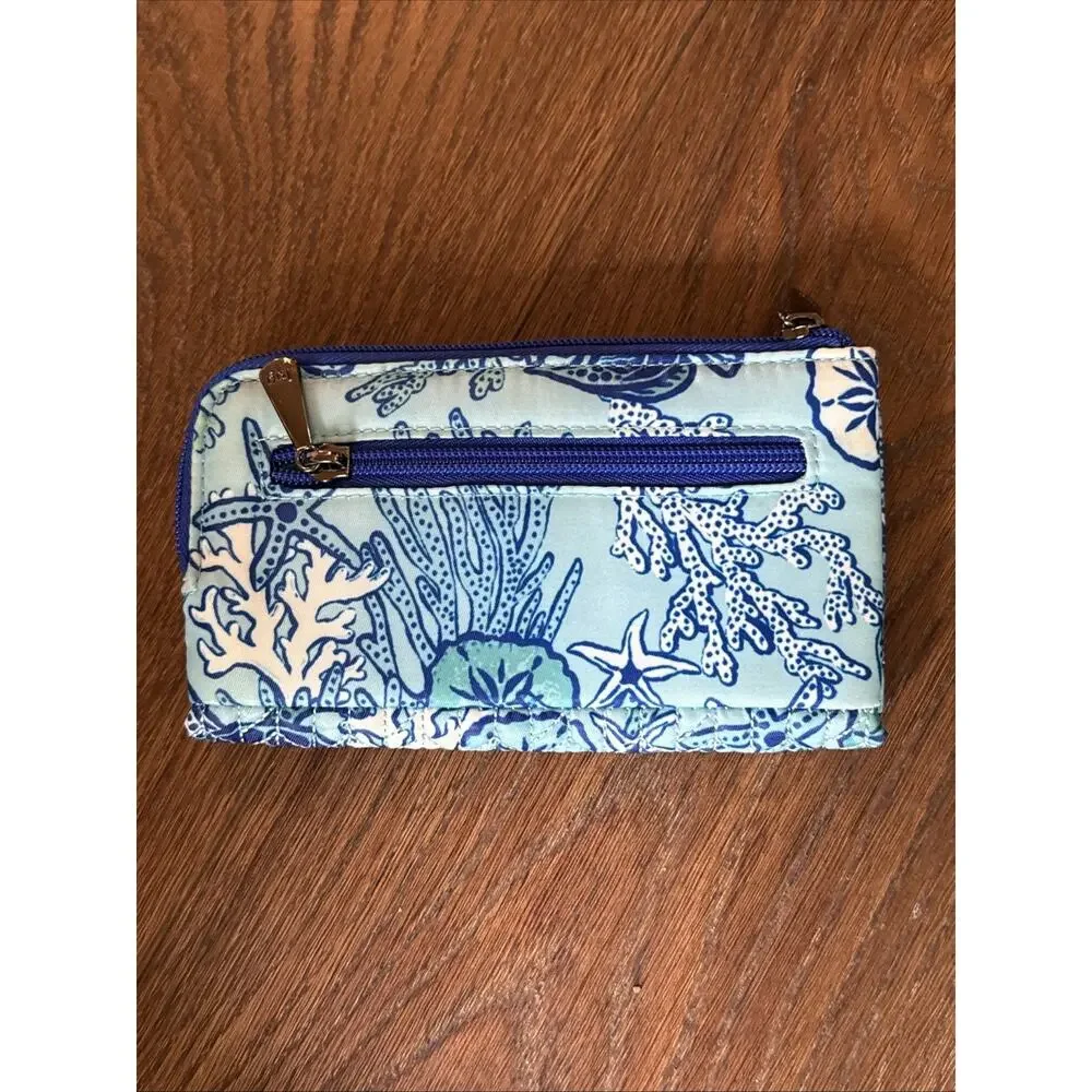 Lug Tandem Snap RFID Wallet Sealife Blue Sea Turtles Ocean Starfish Travel Beach